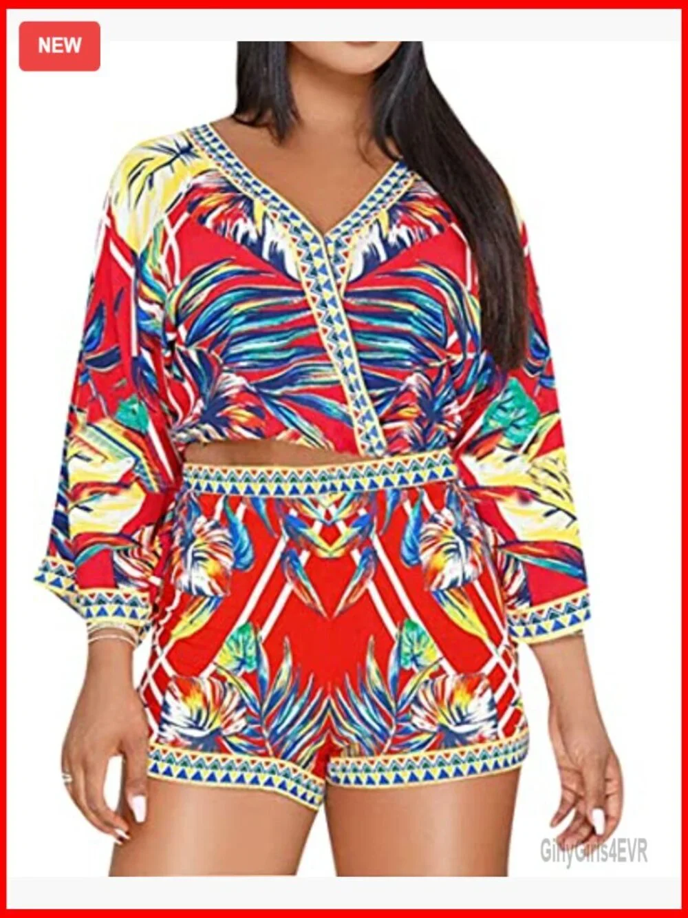 Women's Floral Print 2 Piece Outfit Short Sleeve Top and Shorts Casual Beach Set